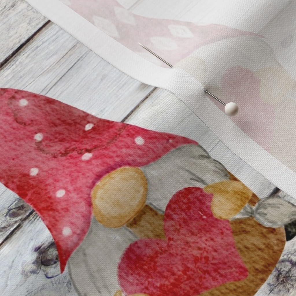 Spoonflower Fabric - Valentine Gnomes Medium Scale Hearts Girl Boy Love Gnome Watercolor Printed on Chiffon Fabric by The Yard - Sewing Fashion Apparel Dresses Home Decor