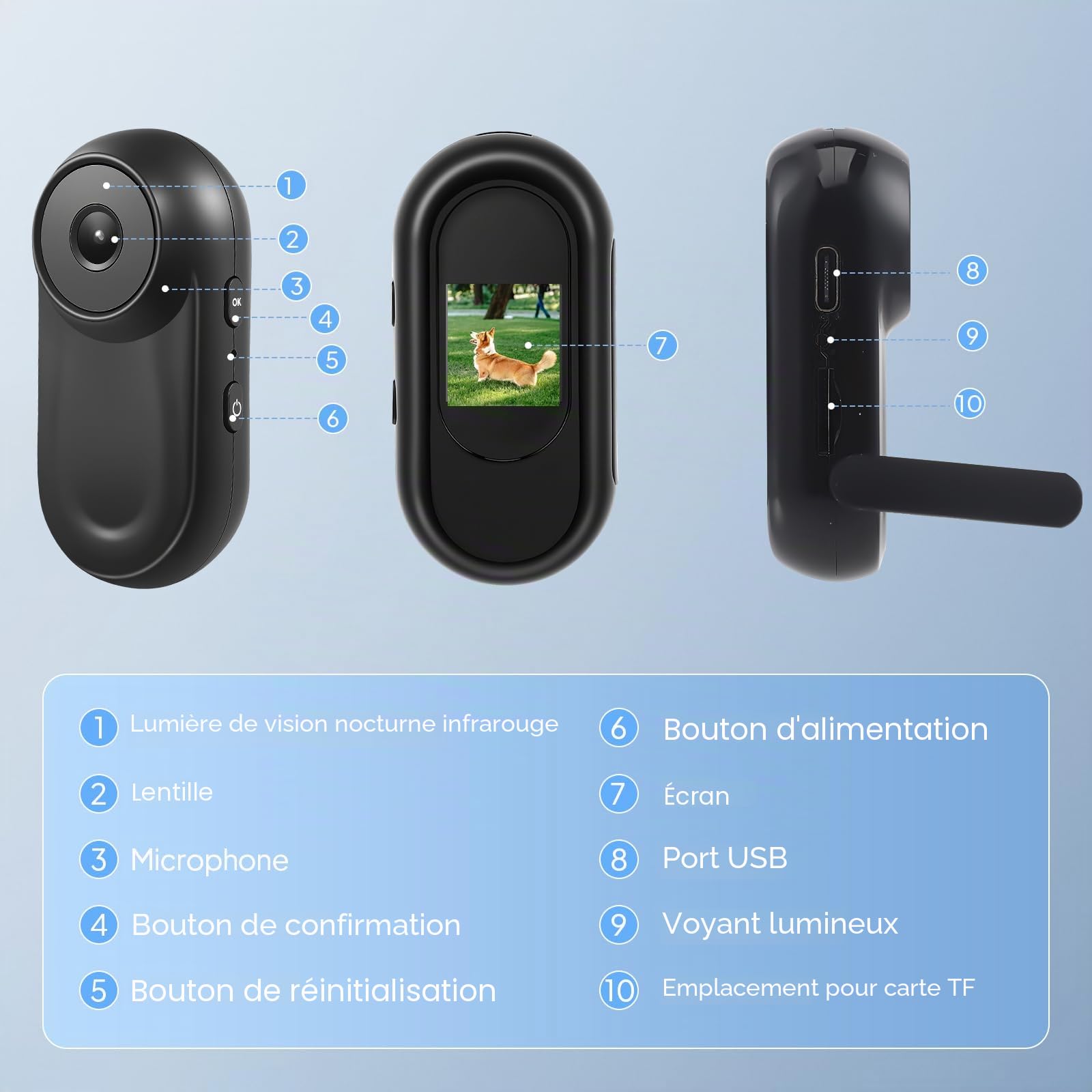 Mini Caméra Action avec Carte Mémoire 64G, 1080P HD et 130° Grand Angle, Caméra Action Magnétique Sans Fil Portable Caméra Casque Caméra Corporelle pour Sports Extérieur, avec Accessoires Multifonctio