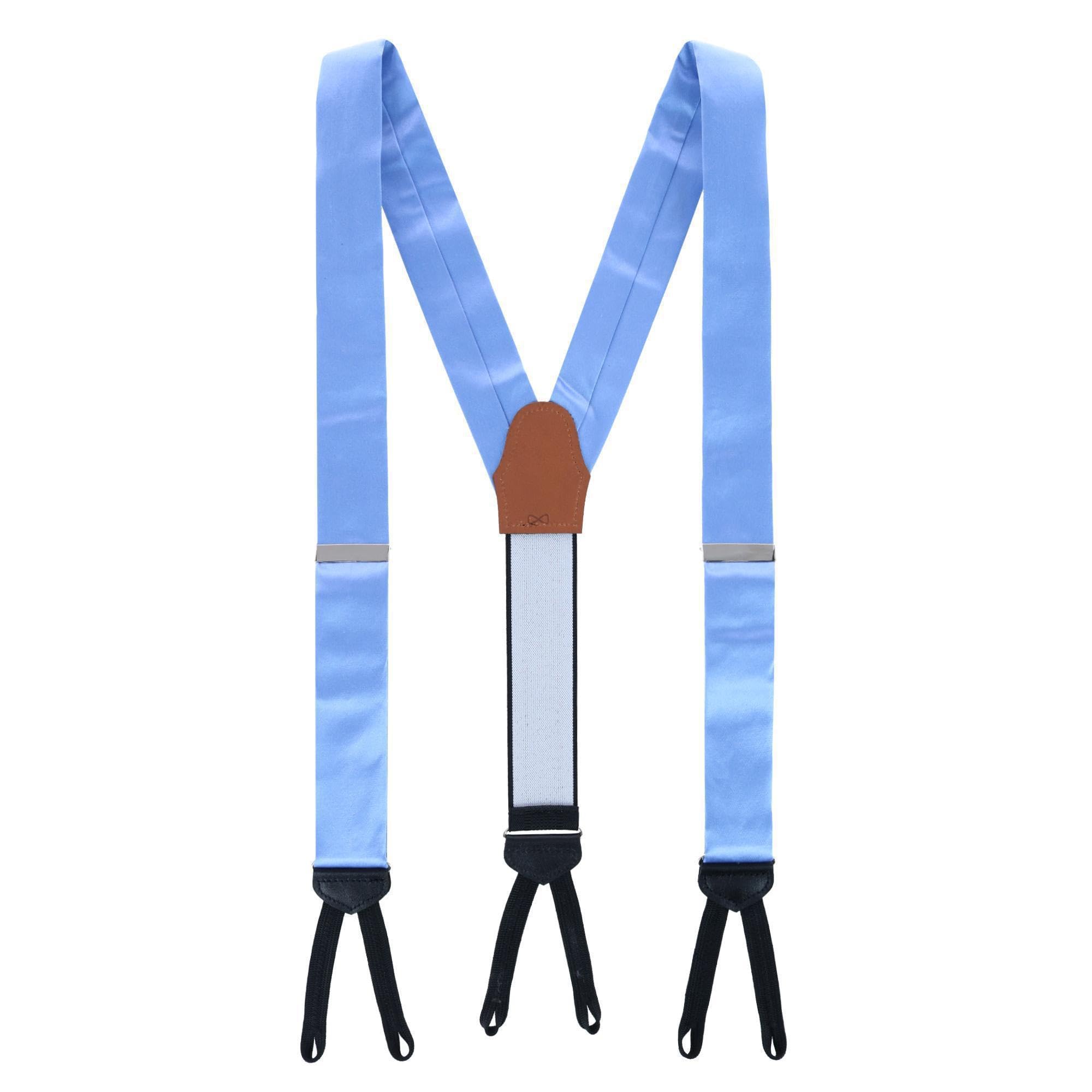 Trafalgar Men's Sutton Solid colour Silk Formal End Braces 35mm Y-Back, Light Blue