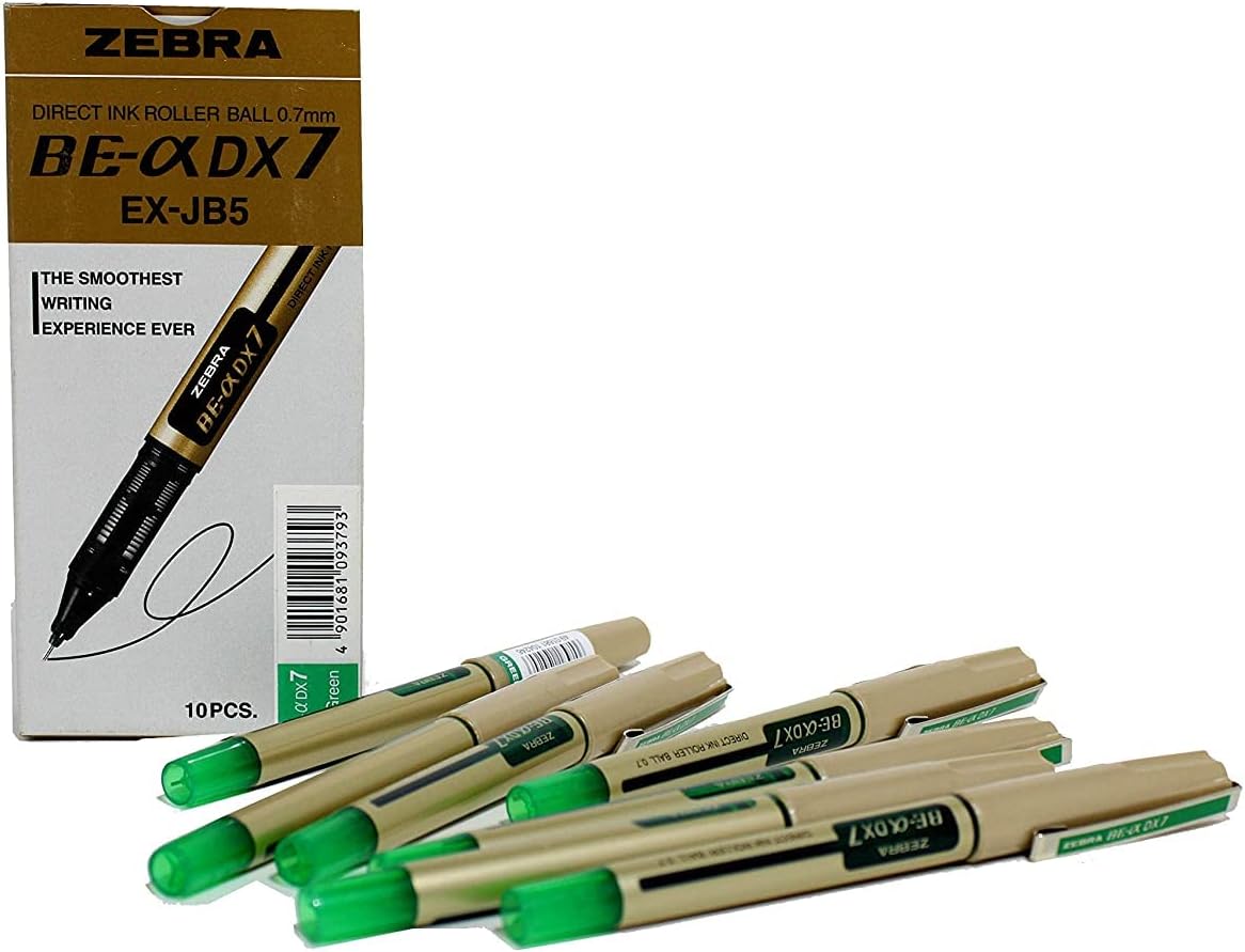 Zebra 0.7 Direct Ink Roller DX7 Green Set of 10