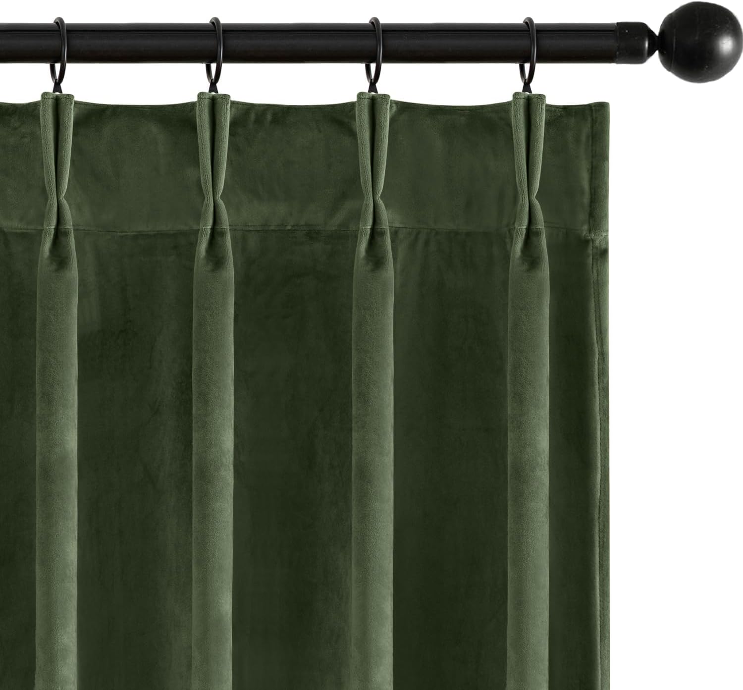 MIULEE Olive Green Velvet Curtains 96 inches Long, Pinch Pleated Blackout Drapes with Hooks, Thermal Insulated Pinch Pleat Panels for Bedroom Living Room, 2 Panels