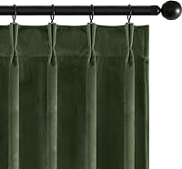 MIULEE Olive Green Velvet Blackout Curtains 96 Inches Long Pinch Pleat Drapes, Thermal Insulated Panels 2 Pack for Bedroom Living Room
