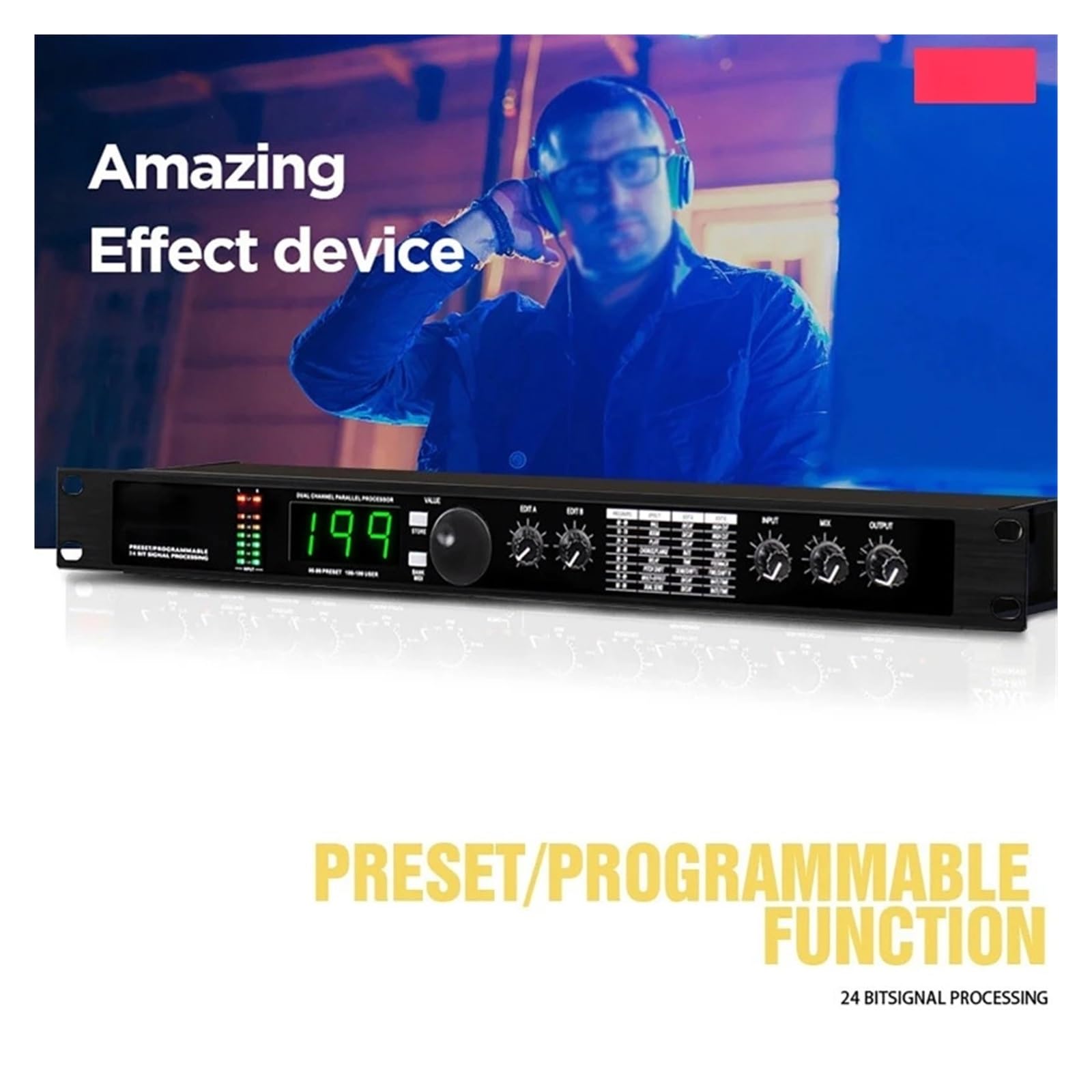 Processore DSP Professionale Con Riverbero Digitale E Multieffetto Processore Audio Equalizzatore Microfono Vocale GAX-4II