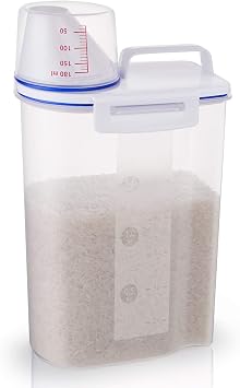 2L Food Storage Container Small Portable Rice Container with Measuring Cup