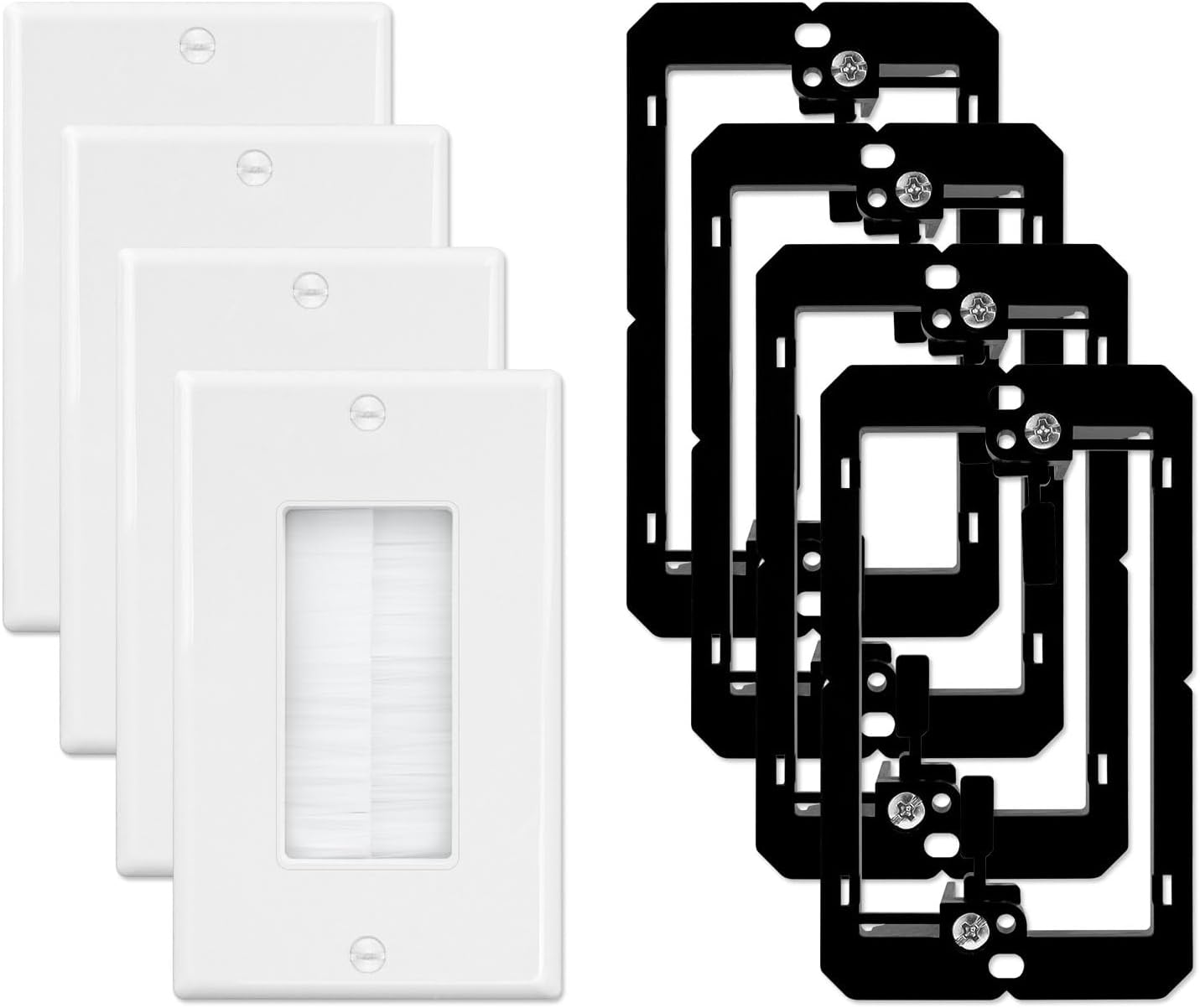 Iwillink 4Pack Brush Wall Plate with Low Voltage Mounting
