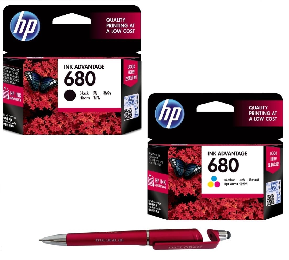 HP 680 Ink Cartridge (Black & Colour) (Set of 2) with 3in1 Multi-Function Mobile Phone Stand, Stylus Pen, Anti-Metal Texture Rotating Ballpoint Pen (Very Colors) (B0CP79G2K2) Amazon Price History, Amazon Price Tracker