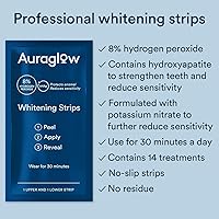 Vista 2 de Auraglow Tiras blanqueadoras de dientes, tiras blanqueadoras sensibles, 14 tratamientos de blanqueamiento, 8% de peróxido de hidrógeno