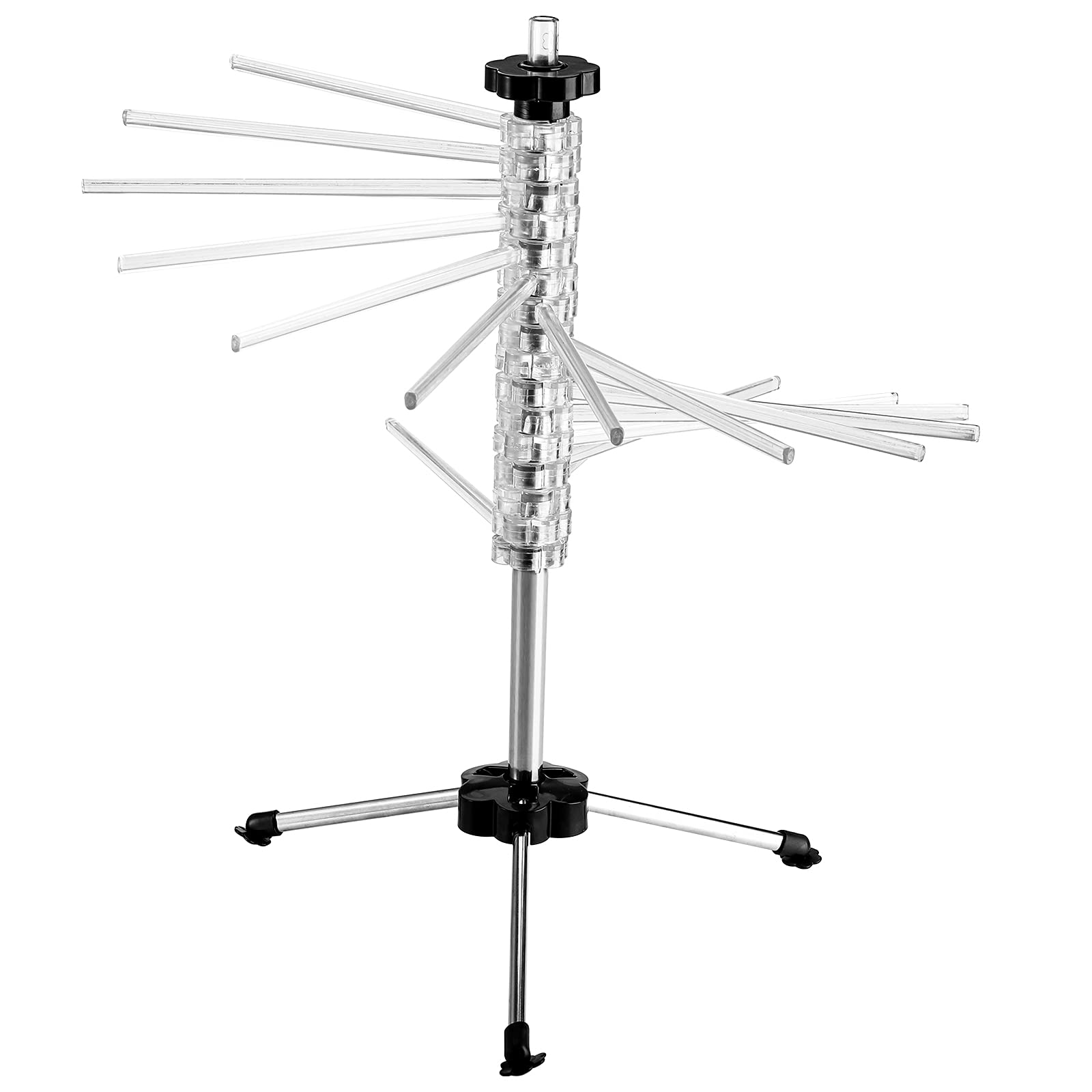 Tebery Secador de fideos para hasta 2,5 kg de pasta, 16 peldaños extensibles, barra de transporte integrada, plegable, secador de espaguetis