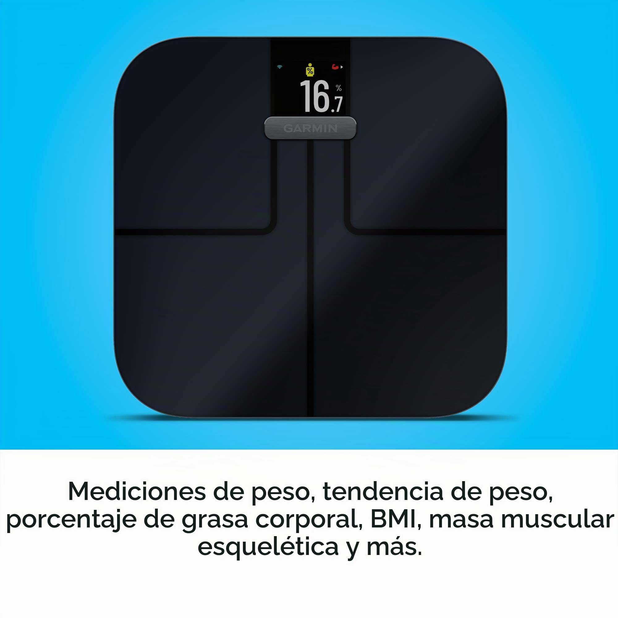Garmin Index S2, Smart Scale with Wireless Connectivity, Measure Body Fat, Muscle, Bone Mass, Body Water% and More, Black