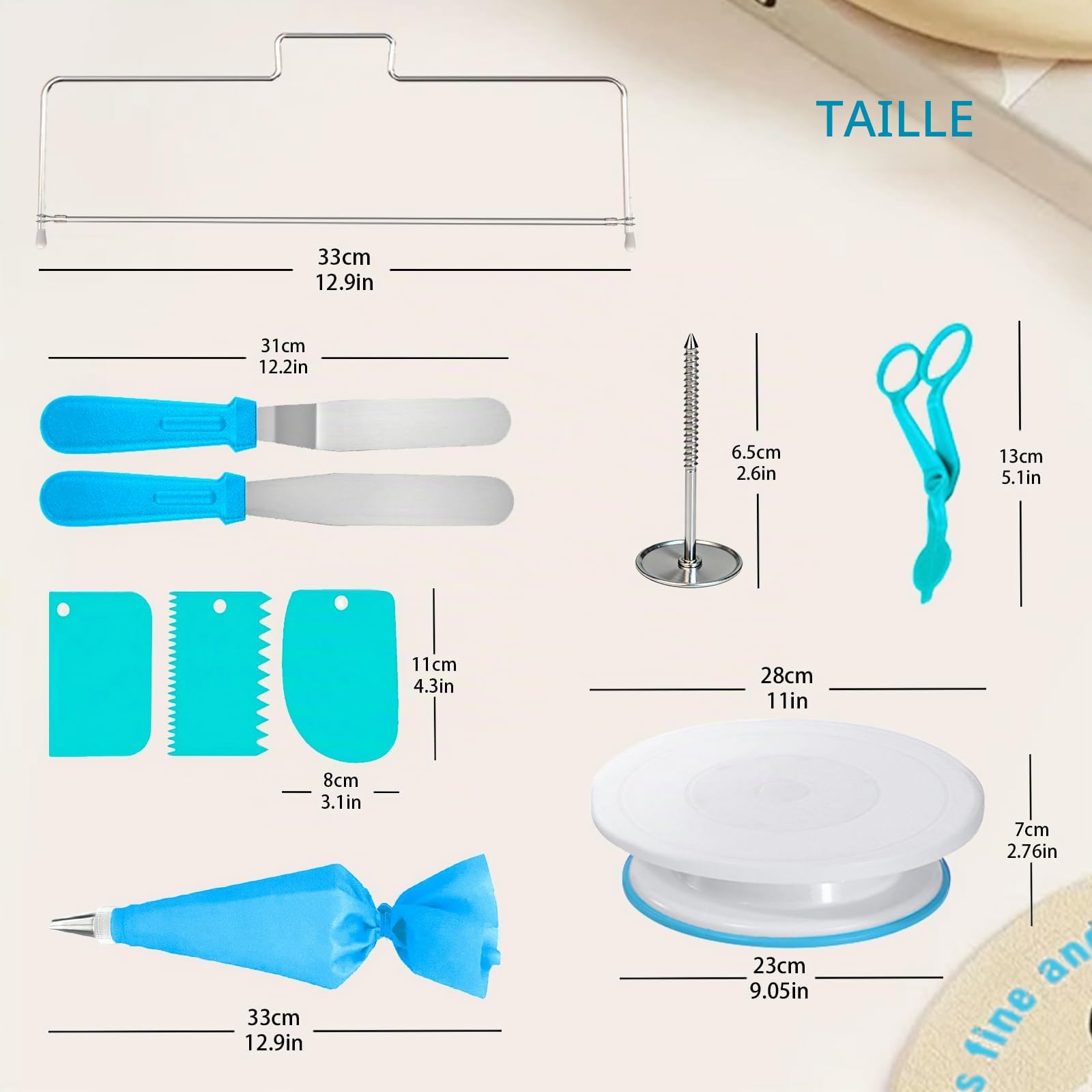 Set d'Accessoires à Pâtisserie, 196 Pièces – Plateaux Tournants, Douilles, Sacs à Pâtisserie, Supports à Gâteau – Kit Pâtisserie Complet pour Débutants et Professionnels