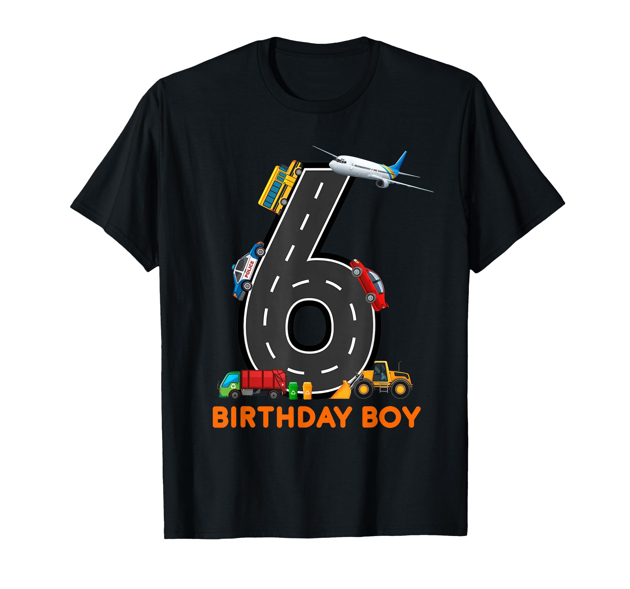 I'm 6th Birthday 6 Years Old Trains Cars Trucks Number Kids T-Shirt
