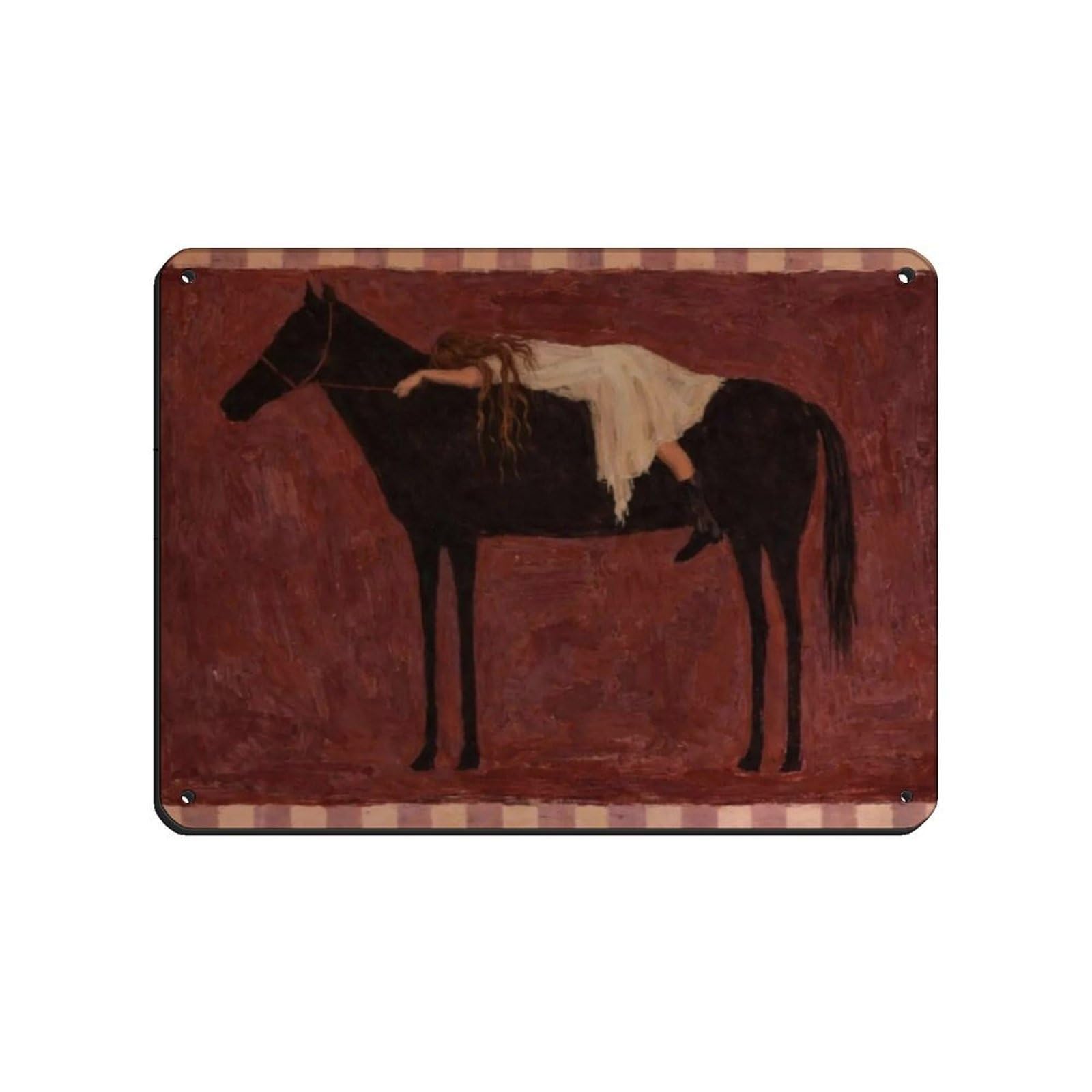 Plaque vintage cowgirl bordeaux | Ambiance rétro pour pub et café