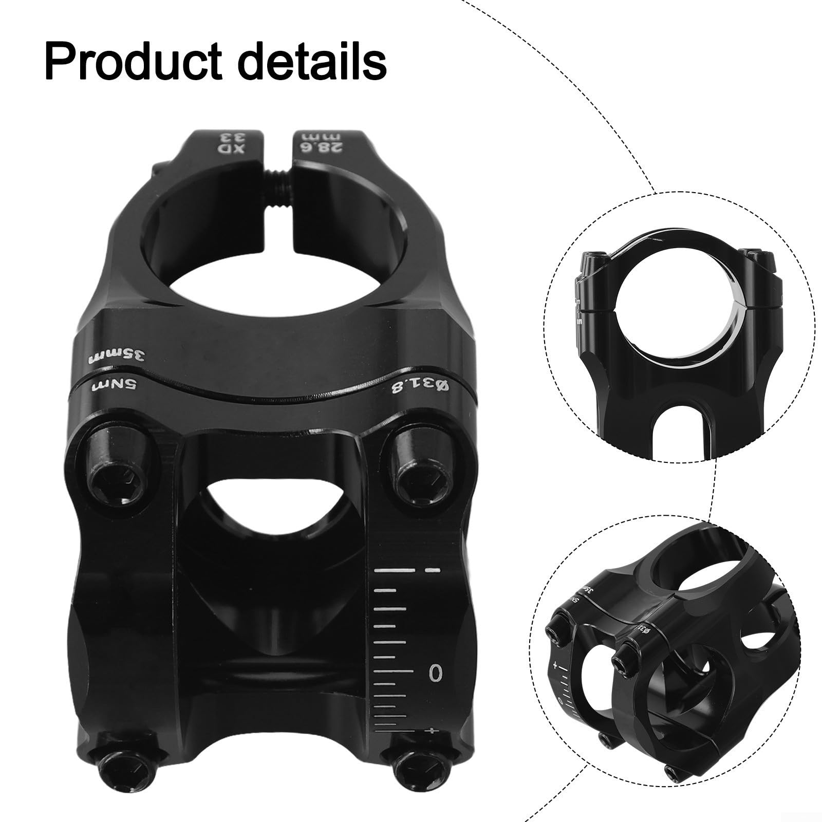 Attacco manubrio per mountain bike CNC da 31,8 mm, design ultra leggero in lega di alluminio, stelo cavo in lega di alluminio ad alta resistenza per MTB/strada/ciclismo in discesa (nero)