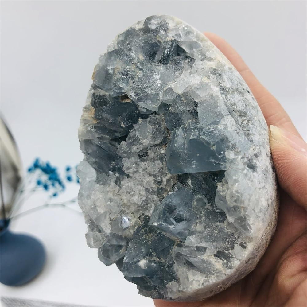 AUOQKQUT Blue Celestite Crystal Cluster for Decoration Home Decor Ornaments (Color : 200-400g)