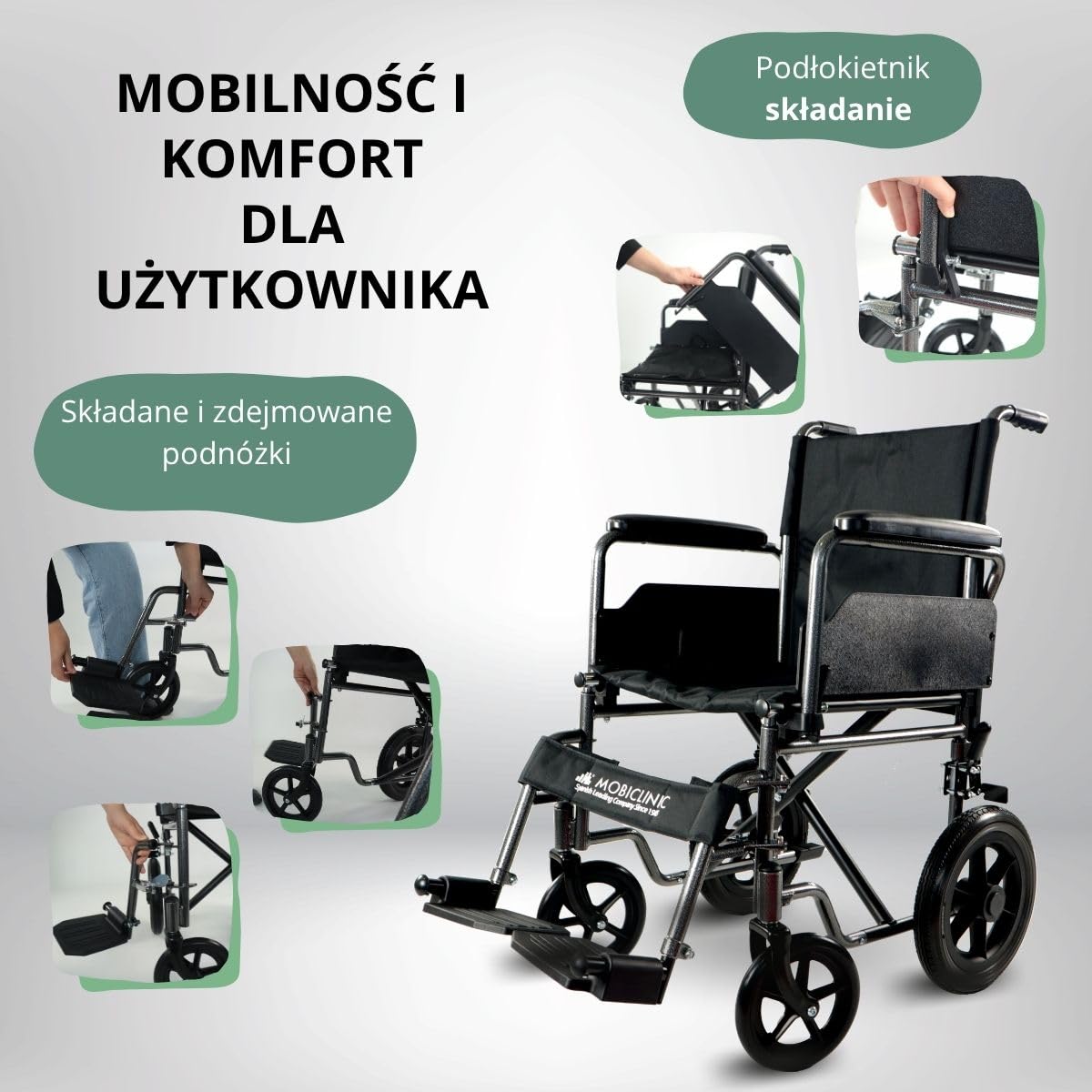 Wózek inwalidzki | Składany | Małe koła | Zdejmowane podnóżki | S230 Sevilla | TOP | Mobiclinic