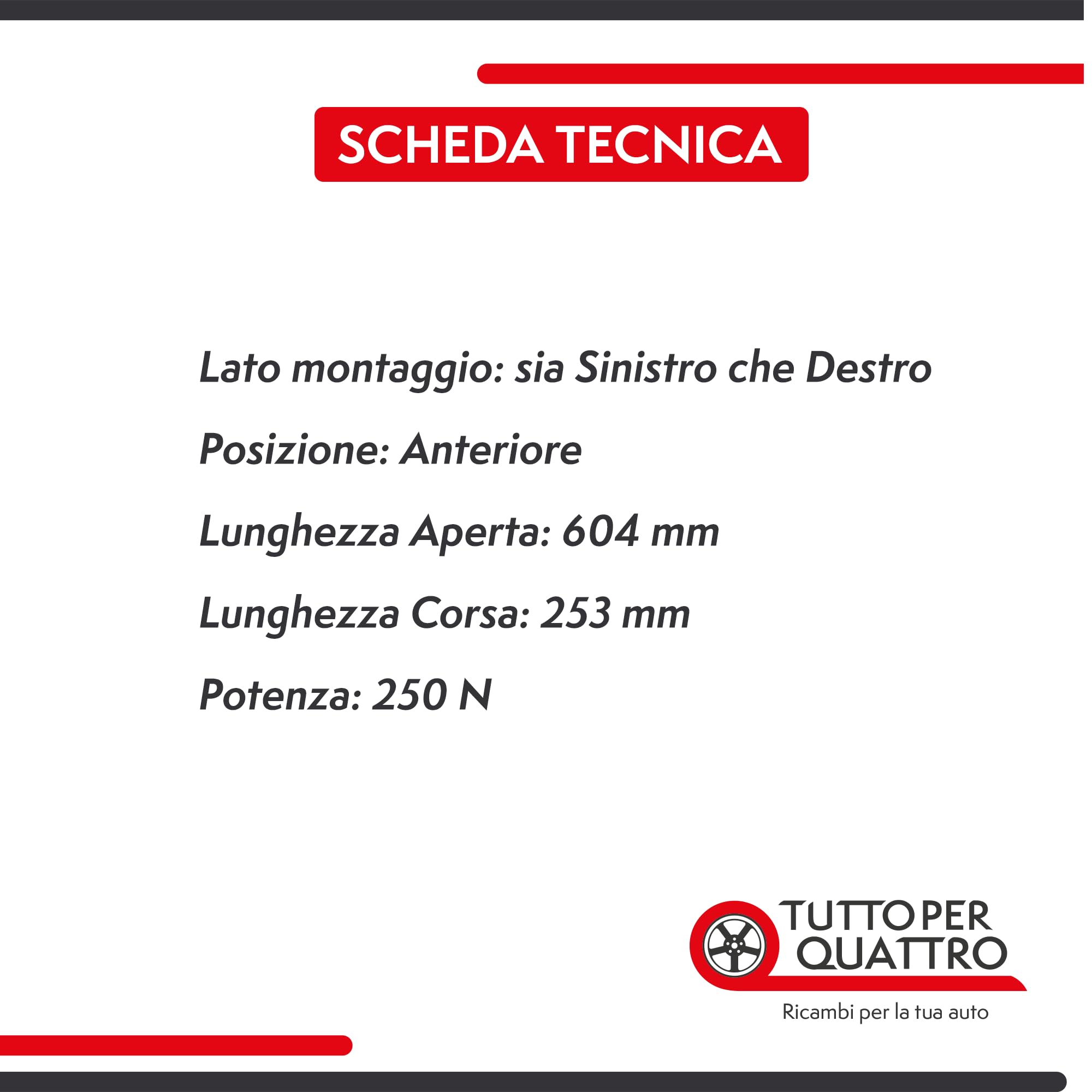 Kit Coppia 2 Molle A Gas Per Alfa Romeo 159 (939) 2005-2012 Station Wagon, Berlina, Brera (939) 2005-2010 Hatchback, Spider (939) 2005-2010, Pistoncini Cofano Motore Anteriori 60688574