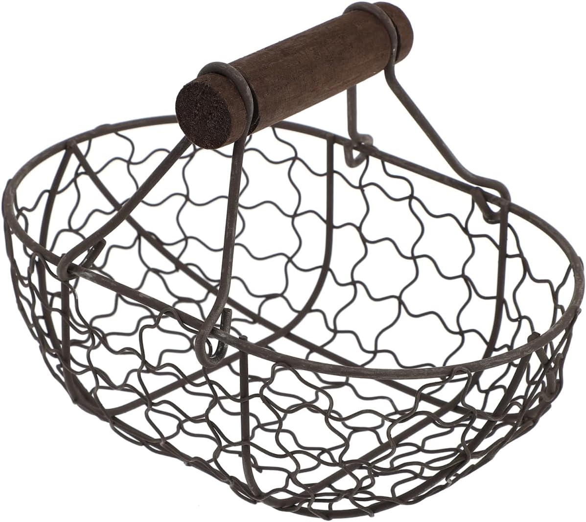 Tofficu Iron Handheld Fruit Bread Basket 7.08X4.92X4.92In Multi-Functional Metal Wire Storage Organizer with Handle for Kitchen Dining and Home Decor
