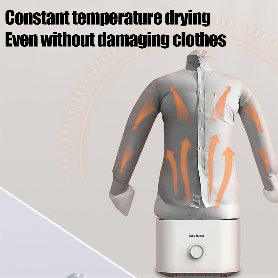 Shirt on inflatable mold with heat distribution arrows