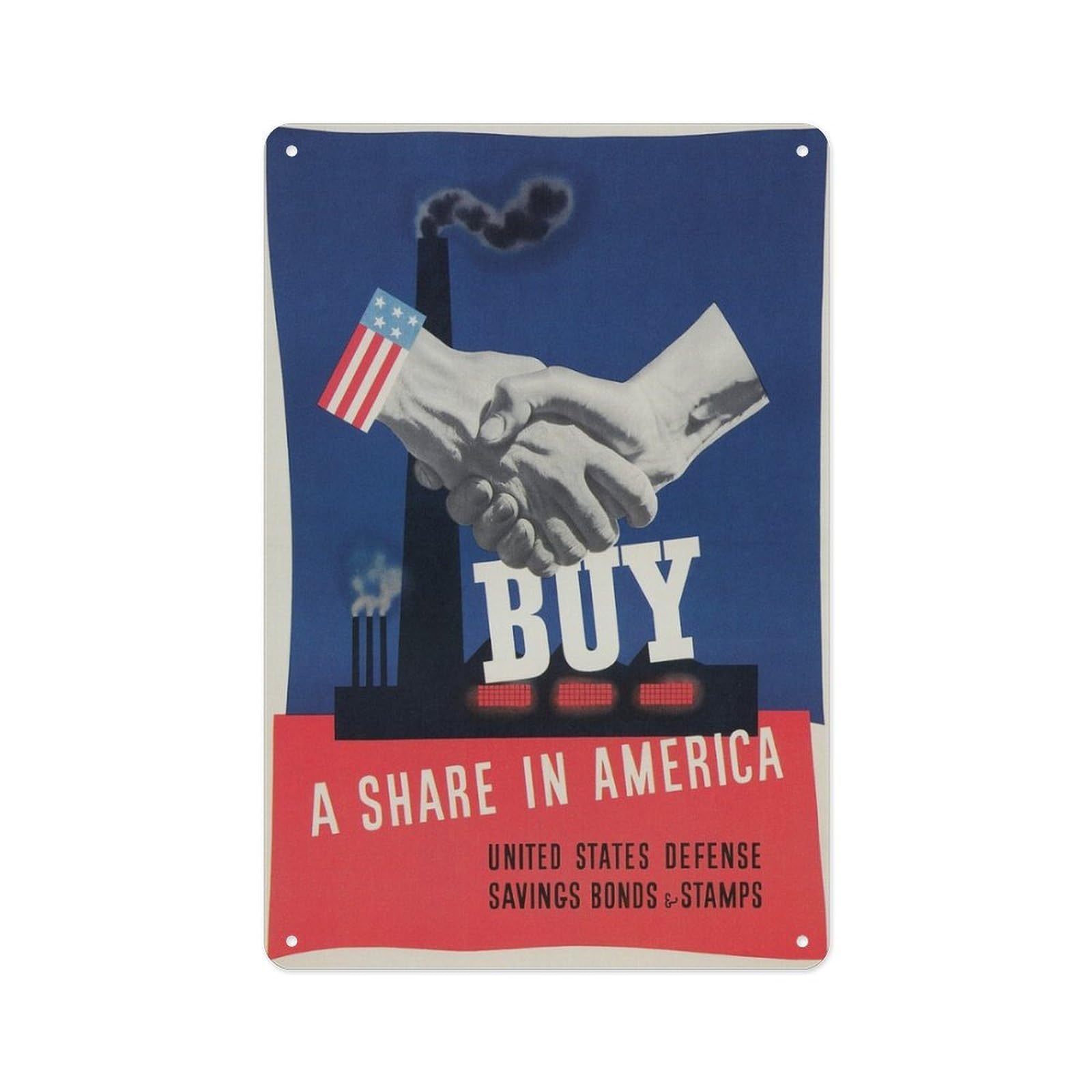 Tin 1 World War Ii Poster Buy A Share In America Metal Tin Sign 6X8 Inch Vintage Military Propaganda Wall Art Decor For Home Office Garage Man Cave