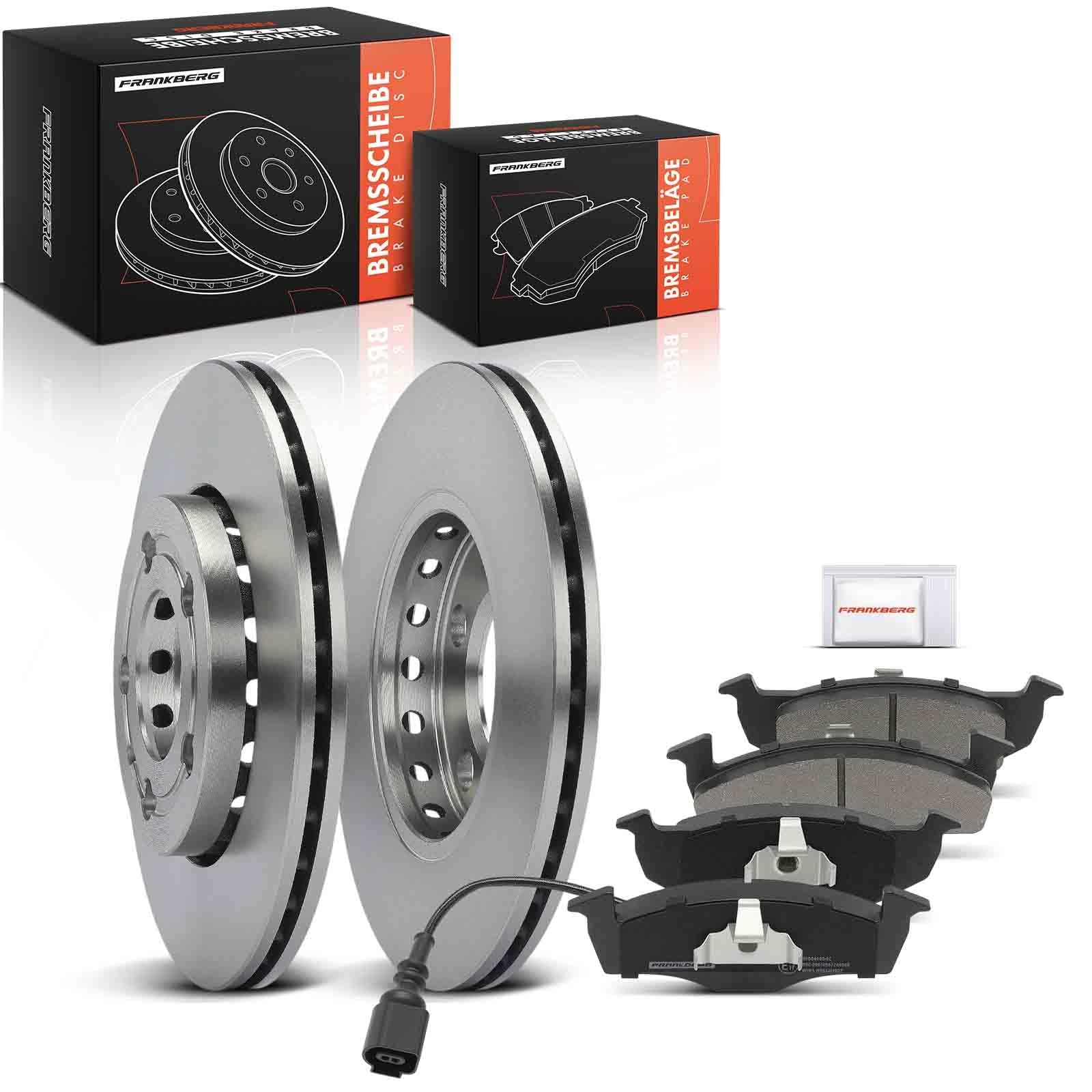 Frankberg 2x Bremsscheiben + 4x Bremsbeläge Vorne 13046071002 | Kompatibel mit Polo 9A 9N, Fox Hatchback 5Z1 5Z3 5Z4 5Z5, Fabia I Praktik 6Y5, Polo Stufenheck 9A2 9A4 9A6 9N2, Fabia I 6Y2