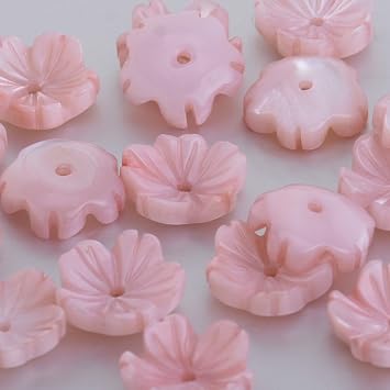Rosebeading 10mm Mother Pearl Shell Carved Mother of Pearl Flower Cabochon Central Hole 1mm DIY Jewelry Accessories,Sold 10pcs/lot,Pink