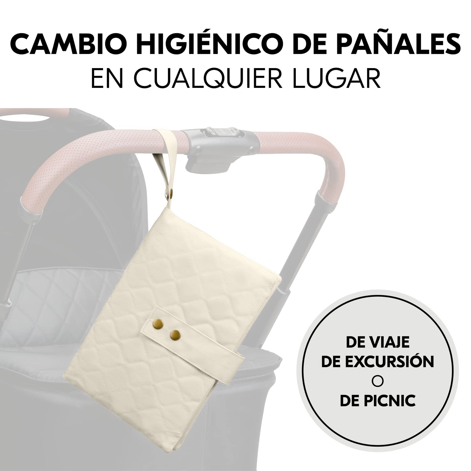 Hauck Cambiador Bebe Portátil, Pañalera Con Asa Para Cochecito, Bolso Lavable de Fibras
