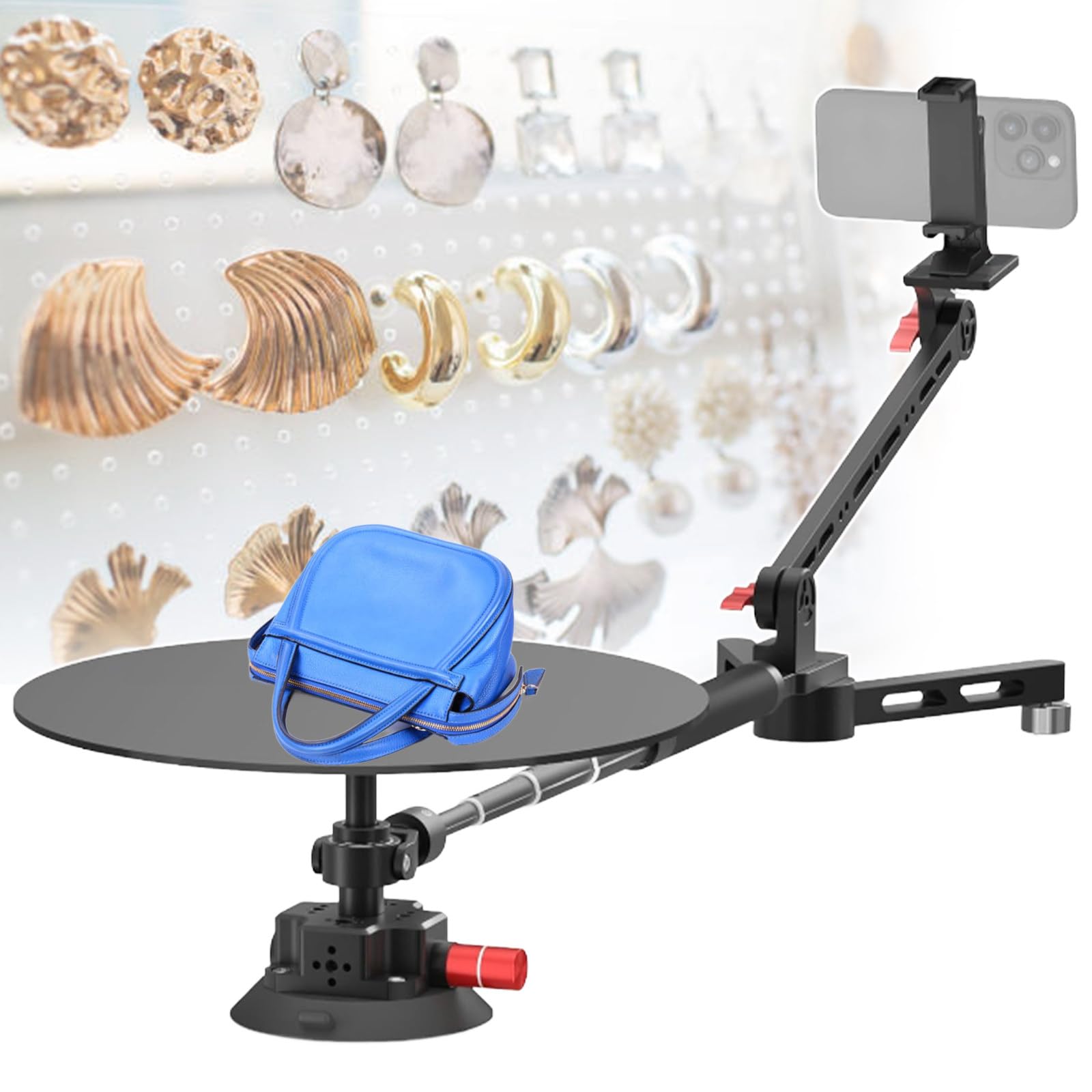 360 Degree Spinner Photography Turntable,Rotating Camera Slider Equipment,Surround Photography Spin Platform,Suction Cup Base,for Product Photography/Commercial Video/Recording Food