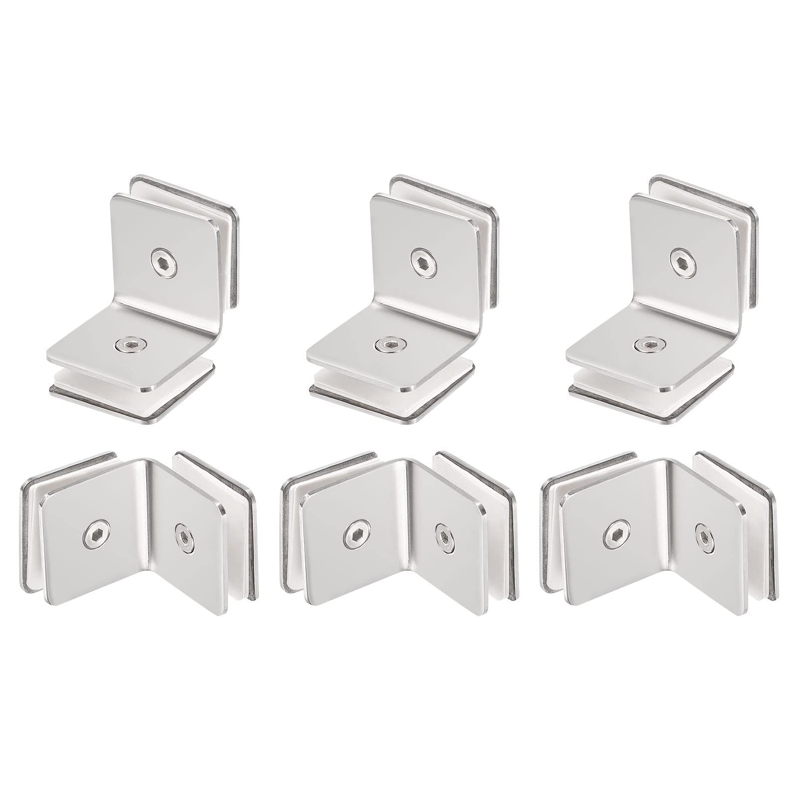 TA-VIGOR 6pcs 8-12mm 90 Degree Square Glass Clamp, Stainless Steel Double Side Corner Bracket Clip for Frameless Shower Doors & Partitions, for Fences in Swimming Pools & Balconies