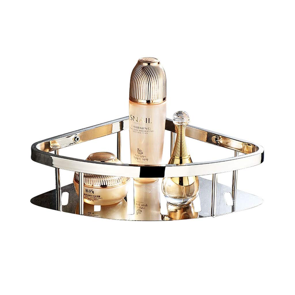 CAIFENG Kitchen Bathroom Storage Bathroom Triangle Shelf Bathroom Rack 304 Stainless Steel Wall Corner Basket Single Layer 2 Layer Black Silver Optional (Color : Gray, Size : A)