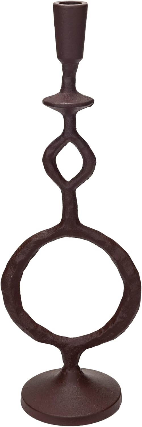 Bloomingville Decorative Cast Metal Taper Candle Holder, Brown
