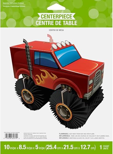 Miniatura 2 de Creative Converting Centro de mesa Monster Truck, 1 unidad, multicolor, 8.5" x 10"