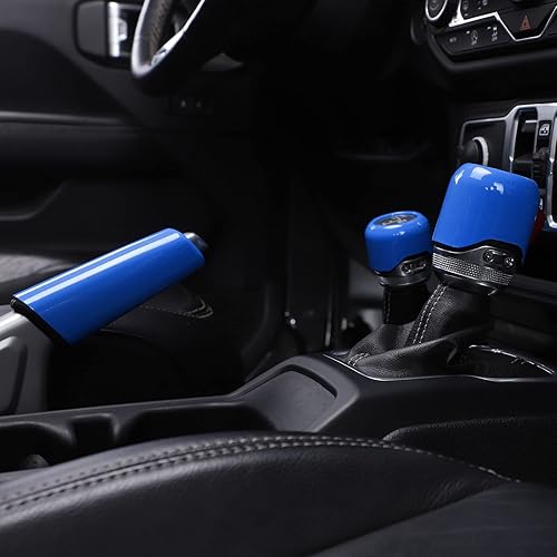 Miniatura 6 de Para Wrangler JL Cubierta de freno de mano azul, Cubierta de la perilla de la palanca de cambios para Jeep Wrangler JL JLU Gladiator JT 2018 Up Azul