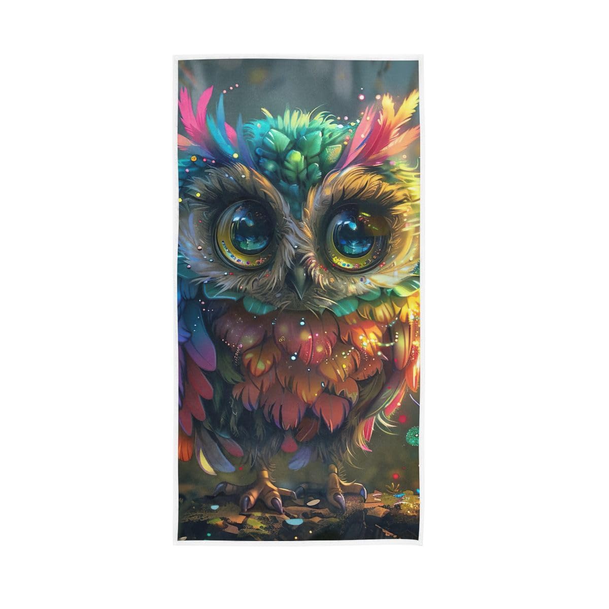 HUYGD Cute Little Owl Face Towels for Bathroom, Hand Towel for Bathroom, Shower, Hotel, Spa 15 x 30 Inches