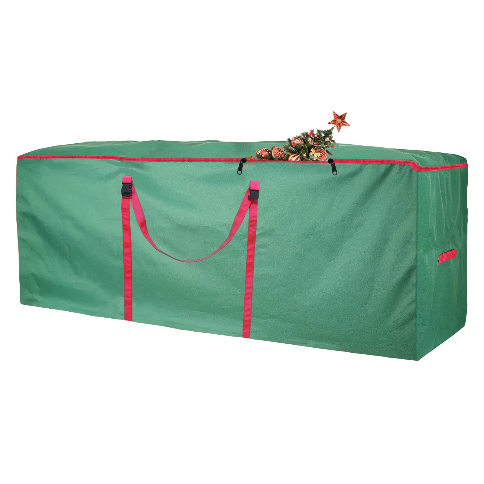 Bolsa para Árbol de Navidad 122 x 38 x 51 cm Bolso Almacenaje Almacenar Hasta 9 pies Árboles Artificial 600D Tela Oxford Bolsas Almacenamiento Impermeable para Guardar Arboles, Verde