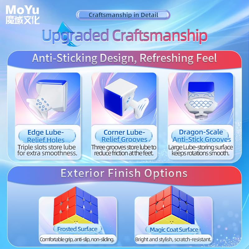 MoYu Super AoLong 3x3 20 Ball Core MagLev Version Cubo de Rubik 2025 Magnetic Speed Stickerless Cube Puzzle Magic Puzzle 3x3x3 Cube Toys (20-Magnet Ball-Core Flagship)