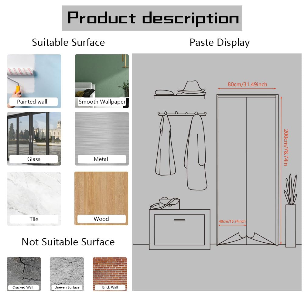 arricraft 2 pz Adesivo per Porta Autoadesivo, 80cmx200cm/31.5"X78.7" Adesivi Murali per Porte con Motivo A Mensola per Libri Adesivi In ​​PVC Carta Da Parati Rimovibile Decorazione per Camere