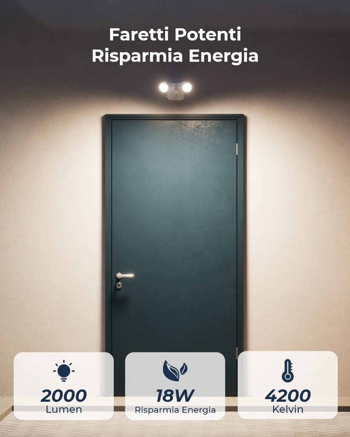 Reolink Luci da Esterno con Sensore di Movimento Integrato | Allarme Sonoro e Luminoso per la Sicurezza, Impermeabile IP65, Funziona Telecamera, Controllo dell'app, Floodlight WiFi