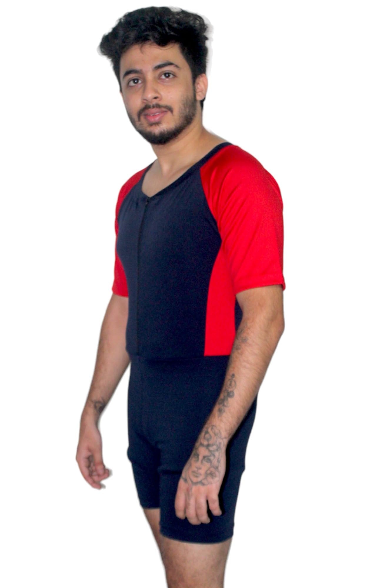 qua Holic Premium Swimsuit | Wrestling | Weightlifting | Skating | Multy Sports Costume for Men (S, Black) 4