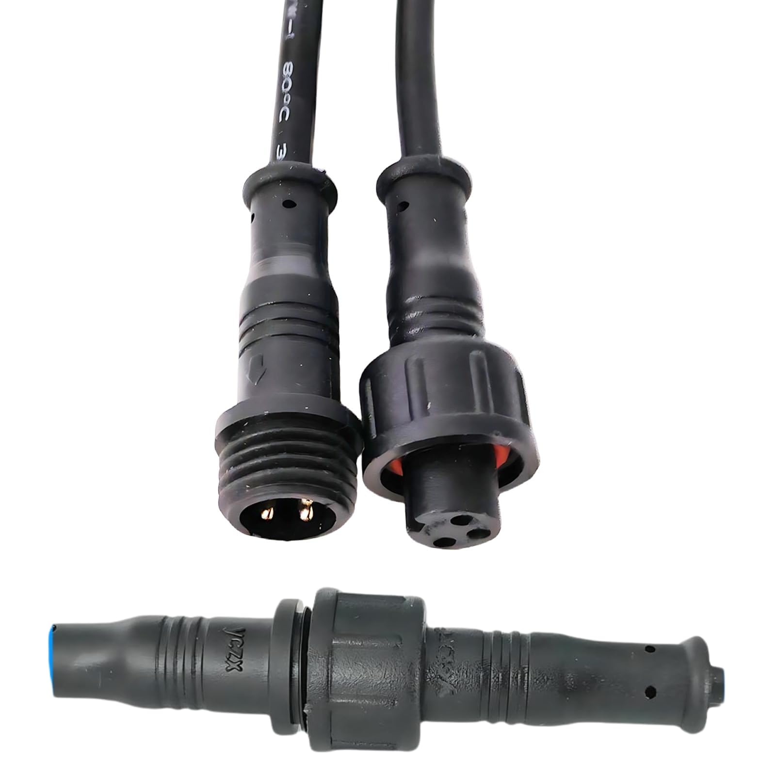 5Pcs M12 12MM Waterproof 2 3 4 5Pin IP65 Cable Wire Plug for LED Strips Male and Female Jack 20cm Length Connector Small Size Head(3P)