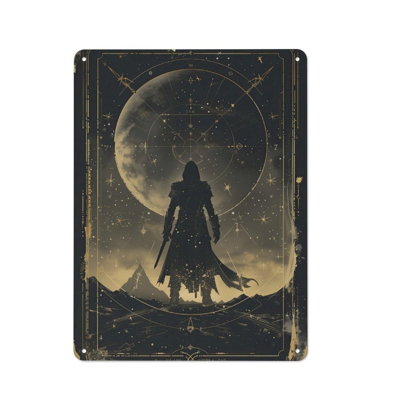 Junmoney Moonlight Vigil Retro Metal Wall Sign 40X30cm For Guest Room Or Hallway, New-Space Wall Decor For Home Decor Collectors
