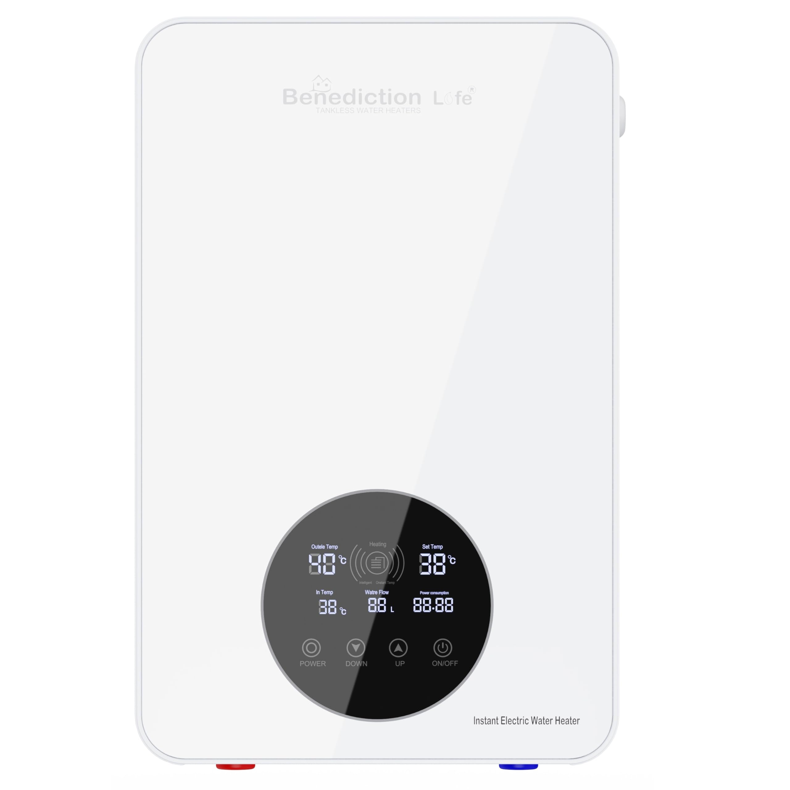 Benediction Life Tankless Water Heater Electric, 12KW at 240Volts Instant Hot Water Heater, Endless On Demand Hot Water, Self Modulates to Save Energy Use, 15.5 × 10 × 2.56 (White)