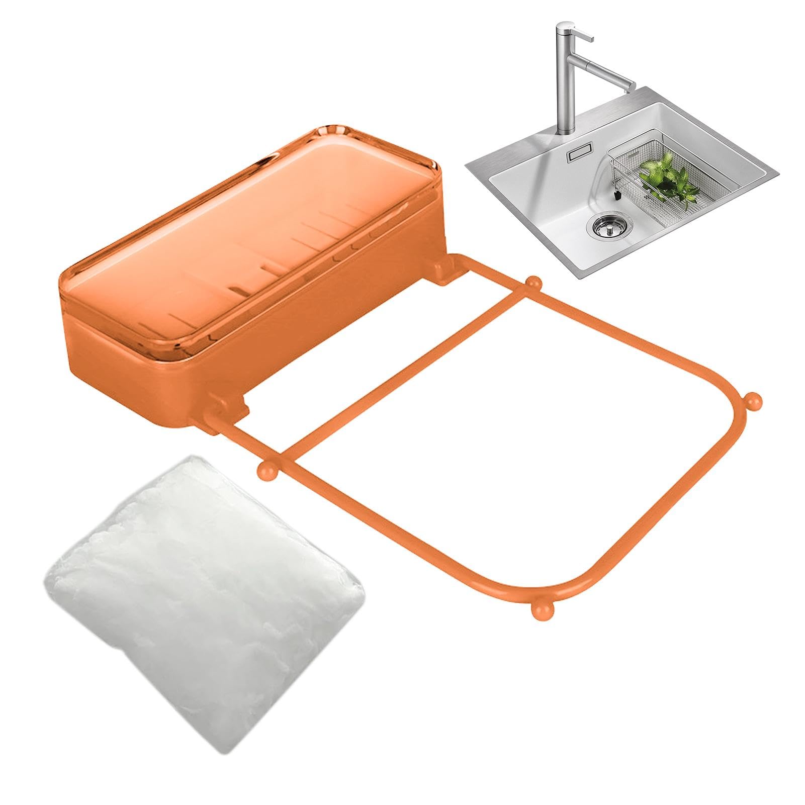 Filtro Per Lavello Da Cucina Con Ventosa E 50 Sacchetti Retina Usa E Getta - Colino In Acciaio E ABS Con Barra Porta Asciugamani