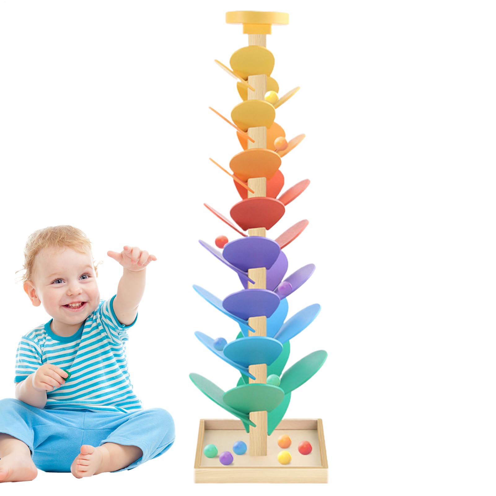 Gota de bola para niños, bloque de construcción de mármol | de cognición de colores que rueda sobre las hojas de madera Clasificación del juego cognitivo para 3-7 años Sala de juegos