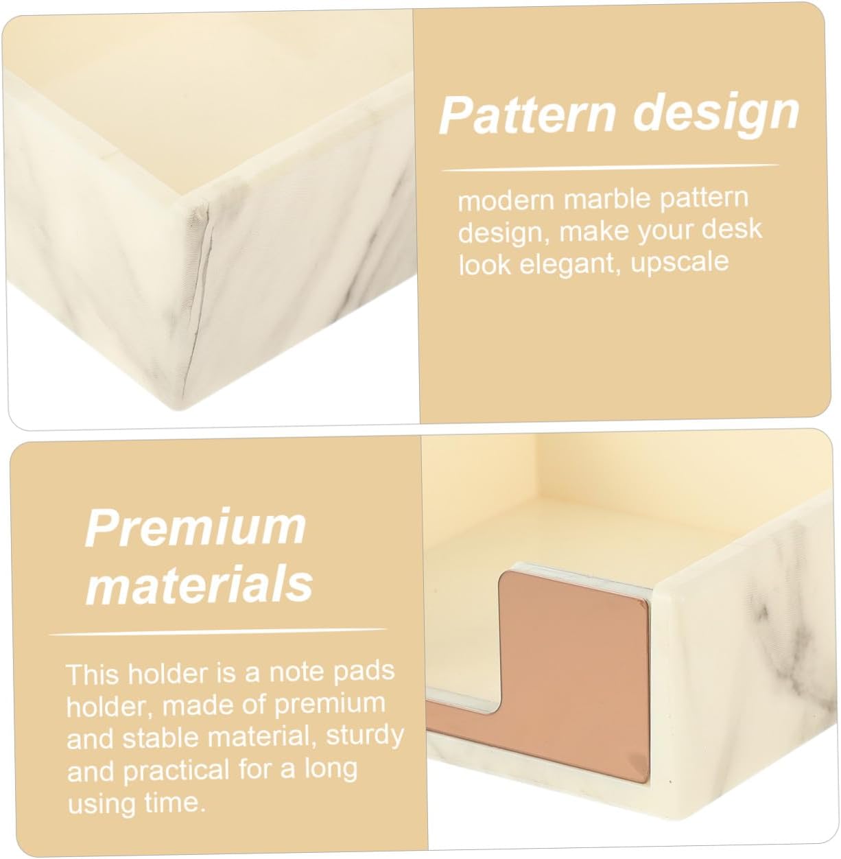 OSALADI Marble Pad Holder Box Decorative Sticky Paper Organizer Pen Holder for Office Desk Compact Memo Storage Accessory