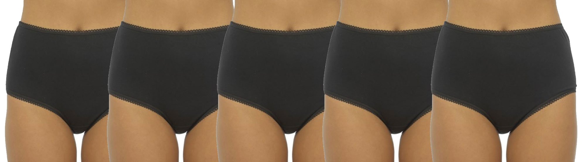 JMC Trading Company Ladies Plain 5 Pack Full Briefs Black Size 16
