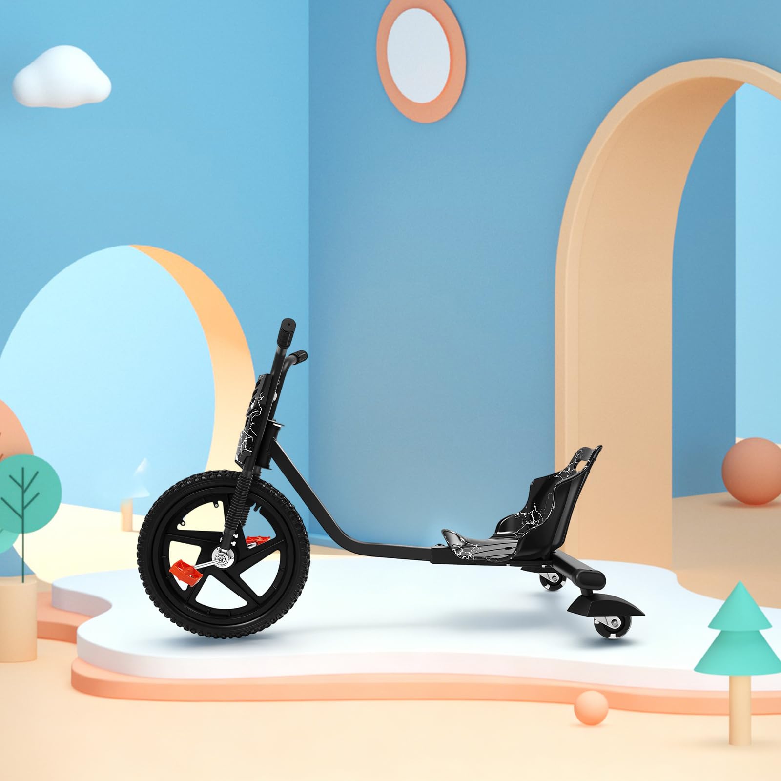 Drift Cart per bambini, 360° Drift Trike con illuminazione a LED, per ragazzi e ragazze dai 6 anni in su, portata 80 kg, lunghezza regolabile