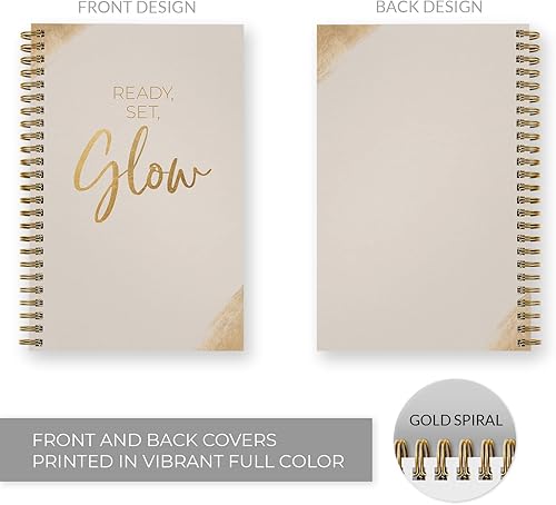 Miniatura 3 de Ready Set - Cuaderno brillante de 5.5 x 8.5 pulgadas, cuaderno en espiral con purpurina sintética, textura de oro sintético, 120 páginas de lista de