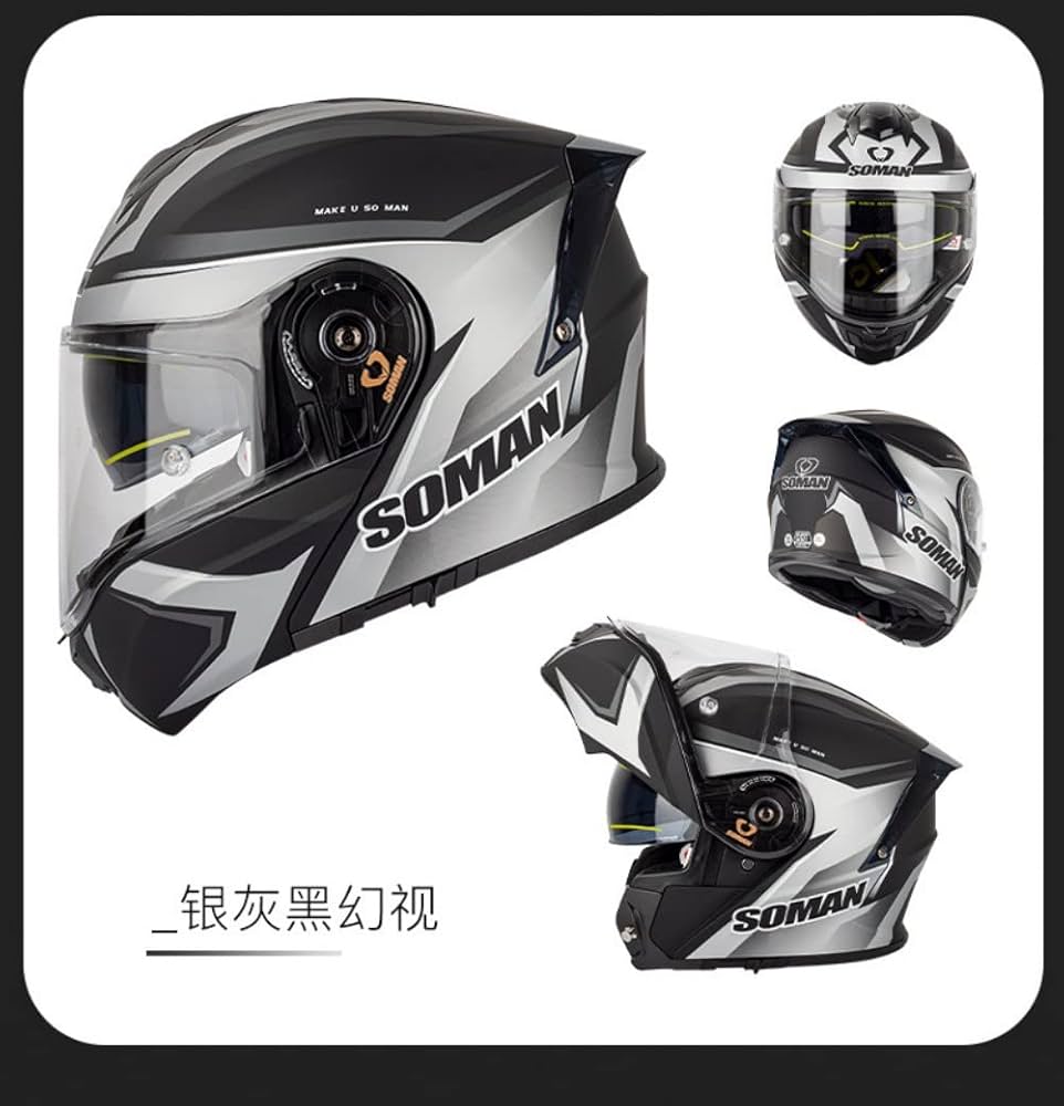 新品　SOMAN フルフェイスヘルメット ブラック DOT認証 Amazon.co.jp: バイク用Bluetoothシステムヘルメット フル