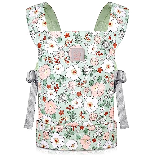Image of GAGAKU Doll Carrier for Kids, Toy Baby Doll Carrier, Reborn Dolls Carrier Toy Baby Sling with Adjustable Straps, Baby Doll Accessories - Green - Camellia