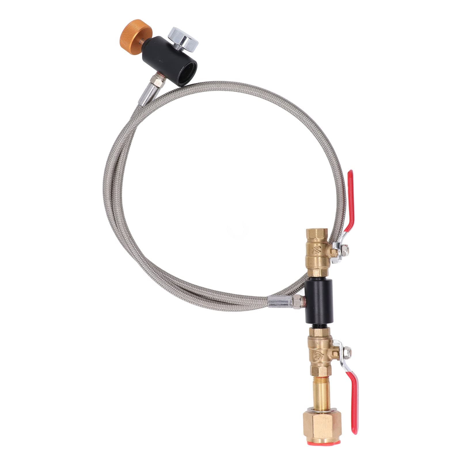 Adaptador de recarga para cilindros de CO2 CGA320 G1/2 con válvulas dobles y manómetro, manguera de acero inoxidable para botellas de sifón de soda, kit de recarga de 36 pulgadas